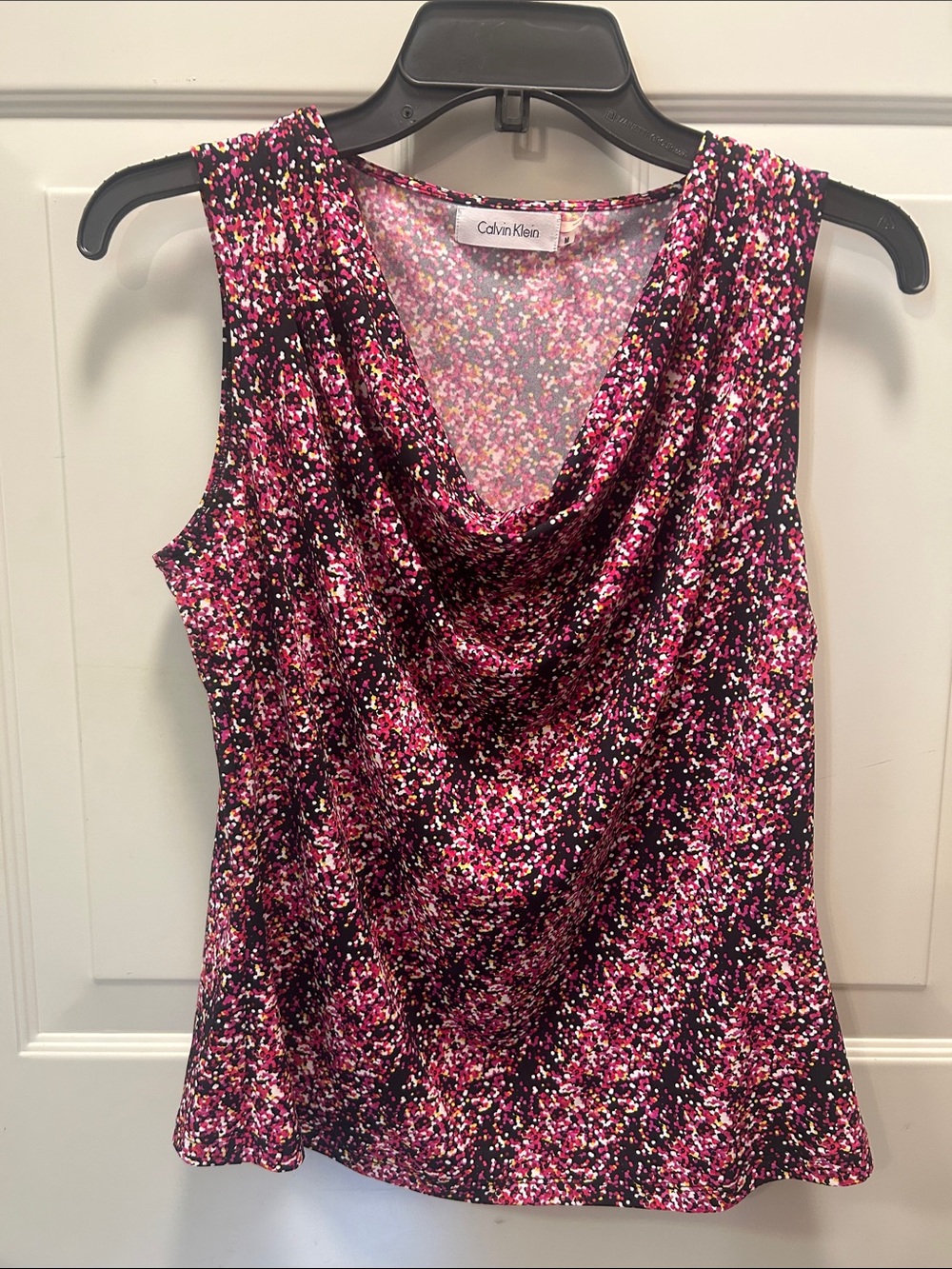 Calvin Klein Pink Speckled Cowl-Neck Tank